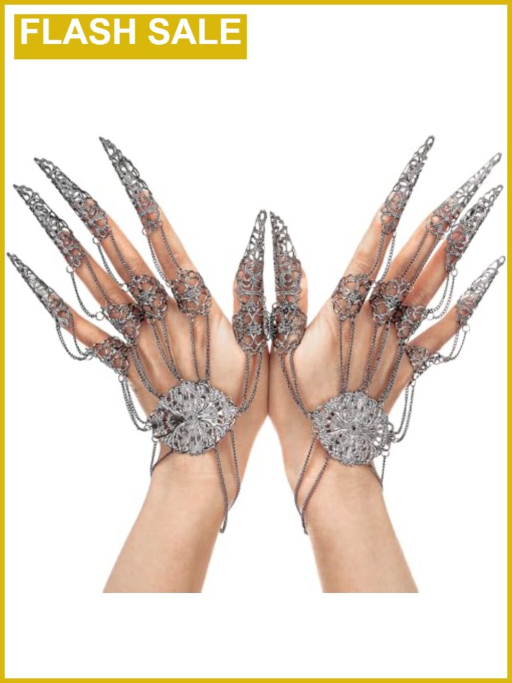 2 Pcs Halloween Egyptian Belly Dance Bracelets Finger Rings Adjustable Alloy
